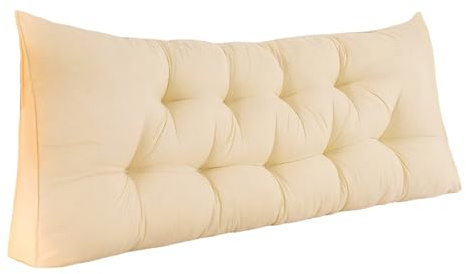 Oreiller triangulaire 2026 Coussin de tête de lit - Coussin de dossier pour dortoir, canapé, chaise - Confortable - En polyester - Décoratif - 200 x 50 cm (jaune, taille unique)