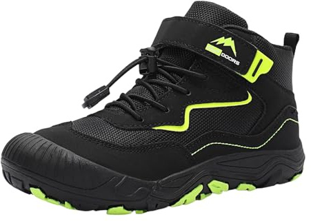 Scarpe da trekking per bambini ragazzi ragazze Mid Top Stivali da trekking in rete traspirante calzature da trekking con gancio e anello lacci elastici anti collisione punta suola in gomma antiscivolo
