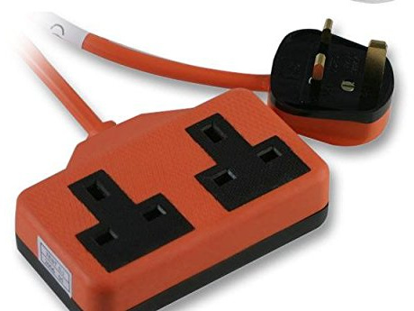 Ex-Pro 2 Gang Way 10m Metre 13A Mains Power Garden/Outdoors Extension Socket Lead Cable Orange Rubber