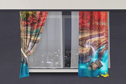 Ready-Made Curtain Water Landscape Waterfall | Several Measures | 2,10 m x 1,40 m