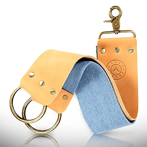 Naked Armor Straight Razor Leather Strop - 2.5 x 15 Cow Leather Razor Blade Sharpener with Brass Hooks, Brown