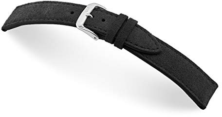 RIOS1931 Franklin 18mm Vintage Wildleder Ersatz Uhrenarmbandband handgemacht in Deutschland Klassisch hautfreundlich schwarz