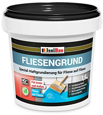 Isolbau Fliesengrund Blau 1,5 kg - Fliese auf Fliese Fliesen-Grundierung für Wand- & Bodenfliesen im Innen- & Außenbereich