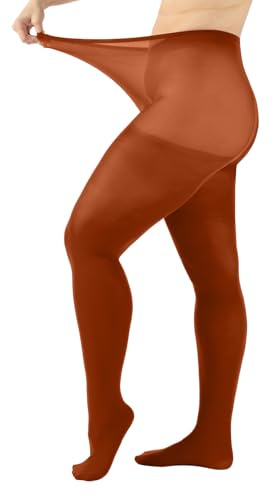 CALZITALY Plus Size ogenomskinliga strumpbyxor, kurviga extra stora strumpbyxor, 60 DEN, L, XL, 2XL, 3XL, 4XL, blå, svart, tillverkad i Italien, Orange, XXL
