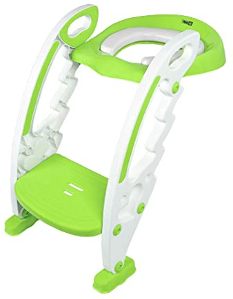 Calma Dragon portatile riduttore wc bambini, vasino per bambini wc con scala, altezza regolabile e sedile wc pieghevole con pedana (Verde)