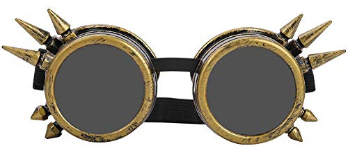 EVTSCAN Vintage Brille, Vintage Spiked Steampunk Brille Cosplay Brille Doppelschicht Winddicht(Bronze-)