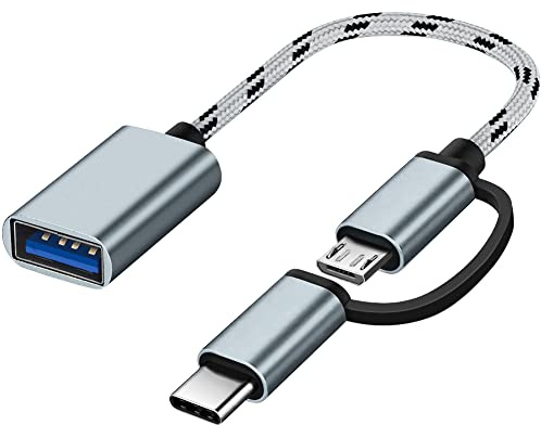 Seminer 2-in-1 USB C/Micro auf USB Adapter, USB C auf USB | Micro auf USB 3.0 OTG Adapterkabel Kompatibel mit MacBook Android Google Samsung Galaxy und mehr, Grau