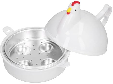 Microwave Egg Cooker 4 Eggs, Microwave Egg Boiler Cooker Portable Microwave Egg Boiler Machine Chicken Shaped Steamer Poacher for Poached Eggs, Rapid Breakfast Tool, 4.8x3.7in