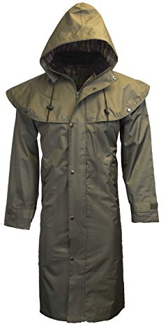 Walker & Hawkes – Outdoor Country Midland Cape med avtagbar huva – nylon full längd jacka med tejpade sömmar, Olivgrön, 3XL