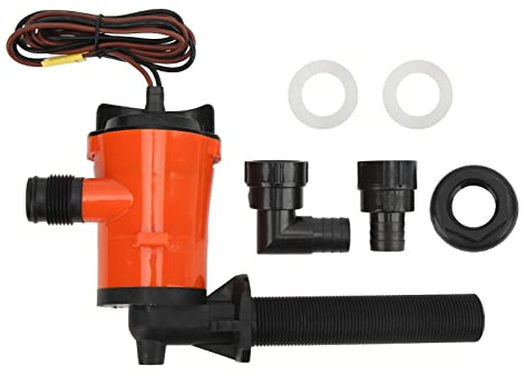 Bomba de Tanque de Peces Tbest, Bomba de Vivero de 800GPH, Aireador de Tanque de Cebo, Cartucho Sumergible de 12V, Naranja