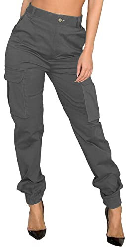MsavigVice Womens Camo Cargo Pants for Women Camoflage Jogger Sweatpants with Pockets Yogo Pants, Grey2314, Large