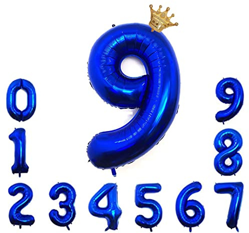Foil Luftballon 9 Helium Folienballon Zahlen Ballon XXL Folien Dunkelblau Ballon 9 Geburtstag 100cm/40inch