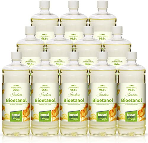 KieselGreen Bioetanol 12 x 1 litro con Fragancia para Chimenea de Etanol, Muchas Variedades – Bioalcohol como Fragancia de Ambiente – Estufas de Bioetanol, Biochimenea Etanol, Ethanol (N)