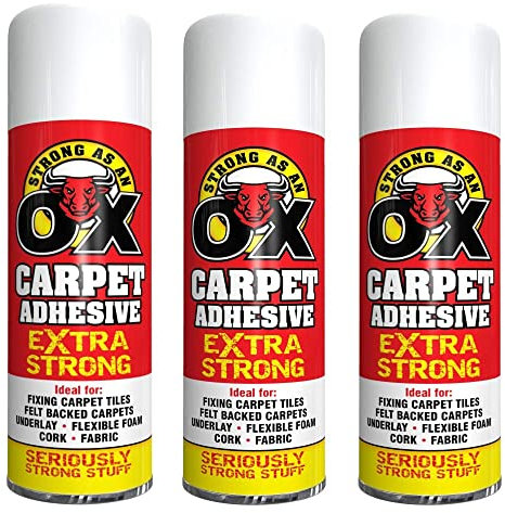 3 x 500ML SAAO CARPET ADHESIVE GLUE SPRAY HEAVY DUTY FOAM CORK TILE CRAFT FABRIC