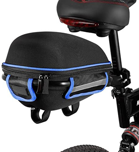 Mountain Road MTB Fahrrad Kohlefaser Satteltasche – wasserdichte Fahrradsatteltasche – Fahrradkoffer mit Regenschutz und Halterung (blau)
