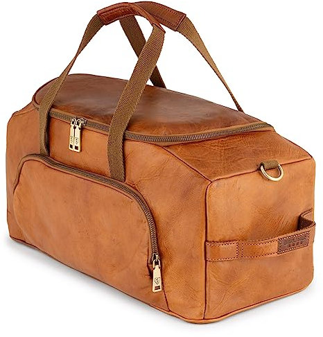 Berliner Bags Vintage Weekender Denver M, Sporttasche aus Leder, Reisetasche für Damen und Herren - Braun