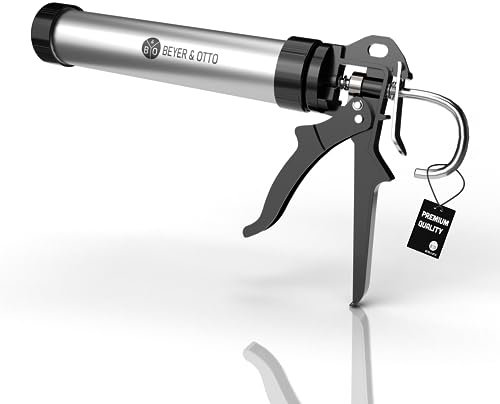 Beyer&Otto Profi Kartuschenpresse für Silikon, Acryl, Montagekleber | Silikonpistole geschlossen mit 25:1 Übersetzung | Metall Kartuschenpistole Silikonspritze für 310ml Kartuschen max. 400ml Beutel
