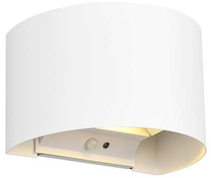 Reality Leuchten LED Akku Wandleuchte Talent R27769131, Metall Weiß matt, Magnetische Wandhalterung, inkl. 2x 0.5 Watt, Dämmerungssensor, Bewegungsmelder, Up and Down Beleuchtung, USB-C Ladebuchse |