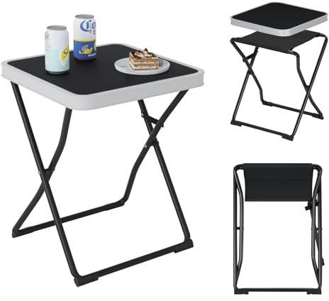 eSituro Campingtisch Campinghocker 2 in 1, Beistelltisch klappbar, abnehmbare Tischplatte, Campingstuhl tragbar leicht, Klapptisch Picknicktisch klein, für Outdoor Terrasse Angeln, Schwarz