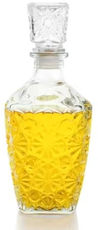 Provance Carafe décorative en verre pour whisky, cognac, scotch, brandy, sherry, 800 ml, 24 x 9,5 x 9,5 cm, avec bouchon en verre