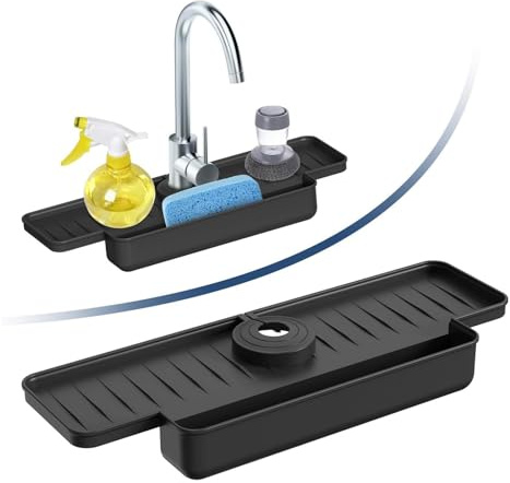 Poo4kark Kitchen Hapivida Spritzschutz für Küchenwasserhahn, Wasserhahn-Spritzschutz, Abtropfgestell, Silikon-Wasserhahnmatte, Spritzfänger für Küchen- Badezimmerwaschbecken (B, One Size)