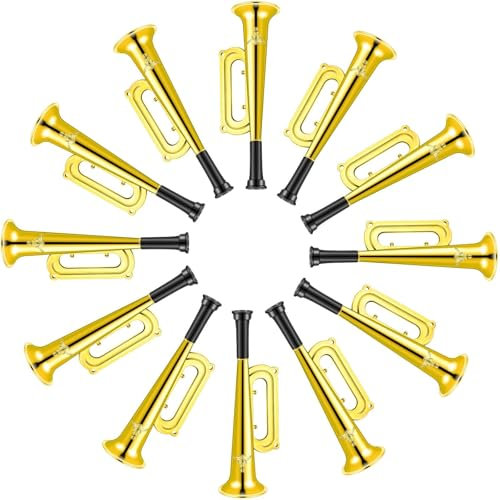 Trombe Giocattolo, 12 Pezzi Tromba Noise Maker, Tromba Per Bambini, Strumenti Musicali per Bambini, Atmosfera di Festa Tifo Trombe, Giocattoli per Compleanni Carnevali Feste ed Eventi