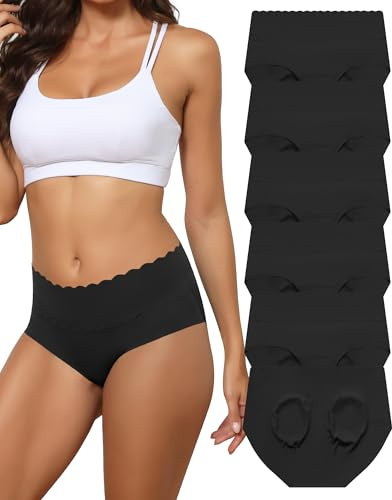 Levao Culotte sans Couture Femme Invisible Taille Haute Slip Dim Lot de 6 | sous Vêtements Doux Hipster,Confortables Bikini,Culottes et Slips,Stretch Lingerie,Multiple S-XL,Port quotidien,Sport