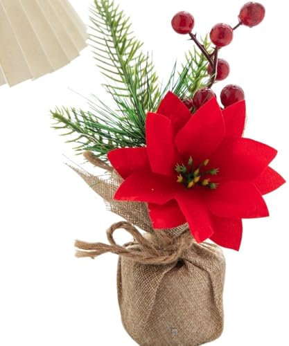 YOPI Mini-Christbaumschmuck – Weihnachtsdeko im Topf for Fenster und Feste zu Hause(Flowers)