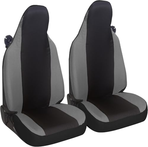 Susy Shop Sitzbezüge kompatibel für Smart fortwo, W450 W451 und W453, Set mit 2 Vordersitzbezügen aus Polycotton (Schwarz/Dunkelgrau)