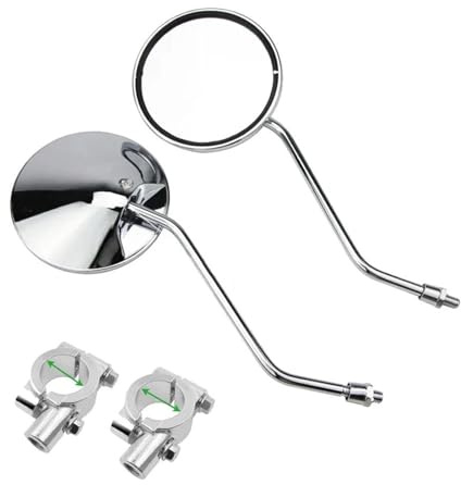 Motorradspiegel EIN Paar Chrom-Spiegel Für Motorrad Und Roller Universeller Rückspiegel Für Motorräder 8 Mm Rund Oval Konvexe Spiegel Motorrad Rückspiegel(for 22mm Handlebar)