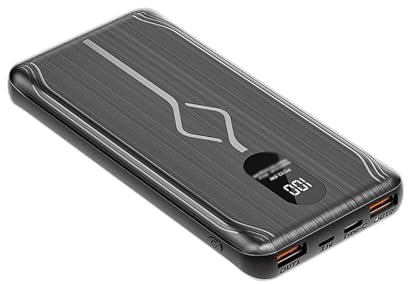 KhUkhu Power Bank A Ricarica Rapida PD22.5W Caricabatterie Portatile da 20000 mAh con Display Digitale Batteria Esterna di Grande capacità Batteria di Backup Sottile con 1 Ingresso E 3 Uscite,Nero