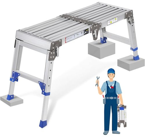 Plateforme de Travail en Aluminium améliorée Pliable jusqu'à 362 kg - Plateforme de Travail réglable en Aluminium - avec serrures de sécurité