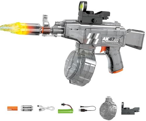 Wasserpistole Elektrisch, Wasserpistole Erwachsene und Kinder, Automatische Wasserpistole mit Licht, Spielzeug Wasserpistole Große Kapazität 450cc für Schwimmbad, Strand, Garten (Grau)