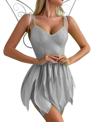 Costume d'Halloween pour femmes – Robe à paillettes sans manches avec gants – Costume de lierre poison de luxe pour costumade (I-blanc, taille XL)
