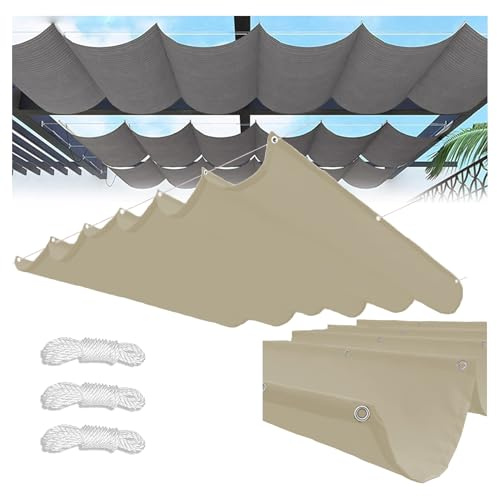 Waterproof Retractable Sun Shade Sail Tarp 1x20m - UV Blocking, Breathable Outdoor Patio Canopy for Garden Parties, Large Khaki Cooling Shade for Effective Sun Protection