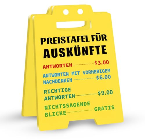 Lustige Büro Gadgets, Büro Schild, Bunte Plastik PREISTAFEL FÜR AUSKÜNFTE Schreibtisch Schild, Humorvolle Desk Decor, Witziges Büro Schild für Kollegen Freunde Büro Arbeitsplatz, 16×10CM