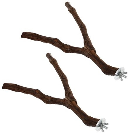 DIKACA 2pcs Natural Grapevine Wood Bird Perch Stand for Parakeets Budgies Cockatiels Stable and Easy to Install Cage Accessory with Non-toxic Material for Nail Grinding and Chewing