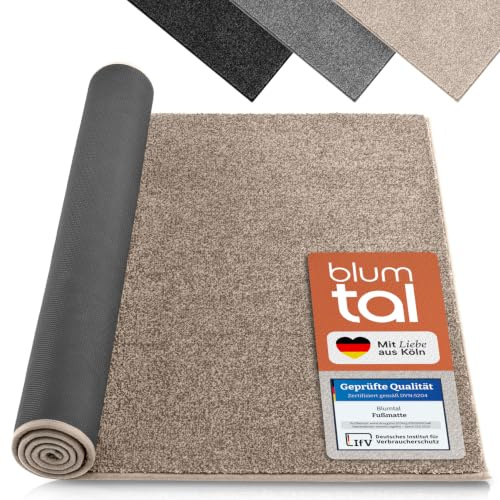 Blumtal Fußmatte 80x120 cm - Mikrofaser Schmutzfangmatte mit wasserdichter TPR-Rückseite - rutschfeste Fussmatte innen - Schmutzmatte aus Hochleistungs-Mikrofaser - Türvorleger in Beige