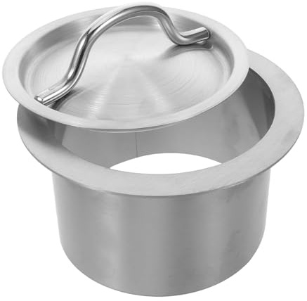 Cabilock Couvercle de Poubelle Encastré pour Plan de Travail Goulotte à Déchets Intégrée Acier Inoxydable Système Ouverture Pratique pour Cuisine