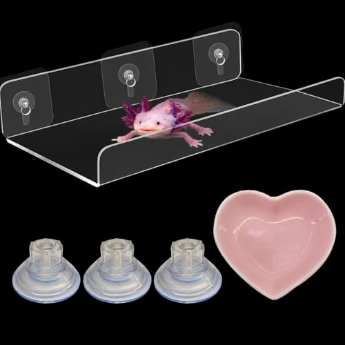 Axolotl Hängematte mit Keramische Fütterung for Aquarium | Axolotl Zubehör Für Tank,Bearted Dragon Tank Zubehör ( pink, 11.8x5.9 inch)
