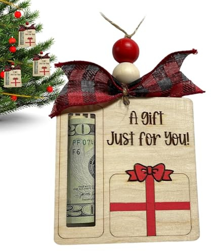 Porte-Argent de Noël Pendentif en Bois Fabriqué à la Main