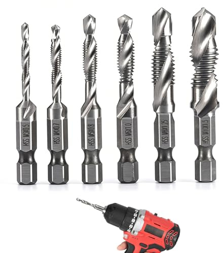 Combination Drill & Taps Bit Set, 6 PCS Screw Tapping Threading Tools with M3 M4 M5 M6 M8 M10, Tap and Die Set and Storage Case