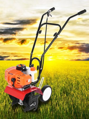 Benzin-Gartenfräse Mini Bodenhacke (52 CCM Motor, 30 cm Arbeitsbreite, 10 cm Arbeitstiefe, 4 Manganstahl-Messer, Seilzugstart, 1,2 L Tank, leichtes Gehäuse) [Object Object]