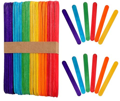 rosenice Bastelhölzer 150 Pcs Bunt Eisstiel Holzspatel DIY Sticks zum Basteln kreative Handwerke