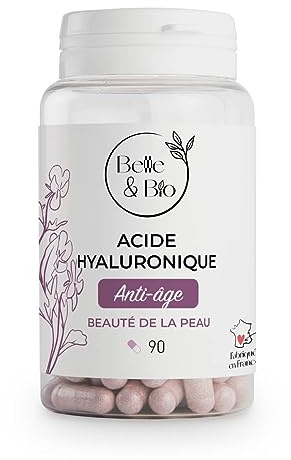 BELLE&BIO - Acide Hyaluronique avec Collagène Marin + Vitamine C + Vitamine E - 90 Gélules - Complément Alimentaire pour Peau Mature et Hydratation - Fabriqué en France