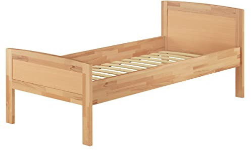 Erst-Holz®Einzelbett Buche Seniorenbett 90x200 Massivholzbett mit Rollrost 60.72-09FL