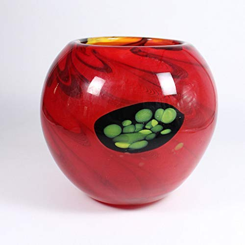 CRISTALICA Glasvase Blumenvase Kugelvase Schale Red-Eye 19,5cm