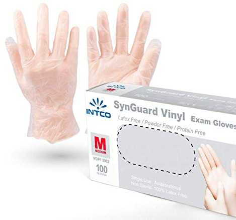 VENSALUD - Guantes de VINILO desechables. Sin Polvo. Caja de 100 guantes. Color: Semi-Blanco (M)