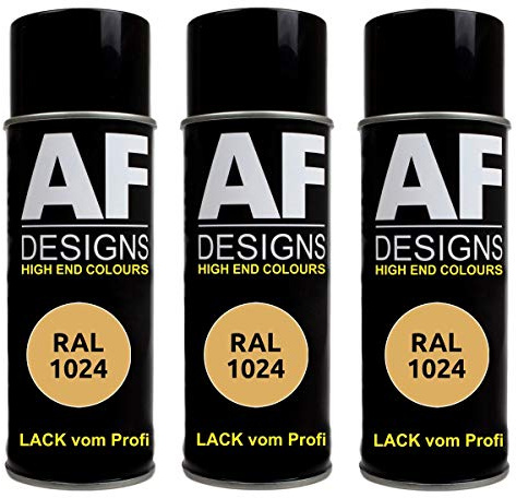Alex Flittner Designs 3X Ral Pintura en Espray Pintura Coche Laca Colorida Lata de Aerosol RAL1024 Ocre Amarillo Mate
