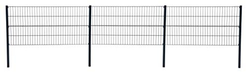 ESTEXO Doppelstabmattenzaun Gitterzaun Drahtgitter Garten-Zaun Stabmattenzaun Pfosten Zaunset Komplett-Set Erweiterungs-Set oder einzelne Pfosten oder Eckpfosten (RAL 7016 / Komplett-Set 80 cm)